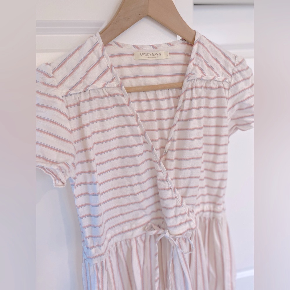 🚨 S O L D 🚨 Christy Dawn “washed thulian embroidered striped”, stripe dress xs - Picture 7 of 12